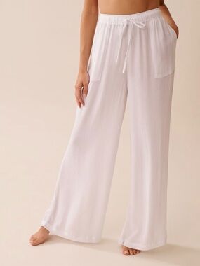 La Vie En Rose Aqua White Lightweight Swim Coverup Pants SZ.M